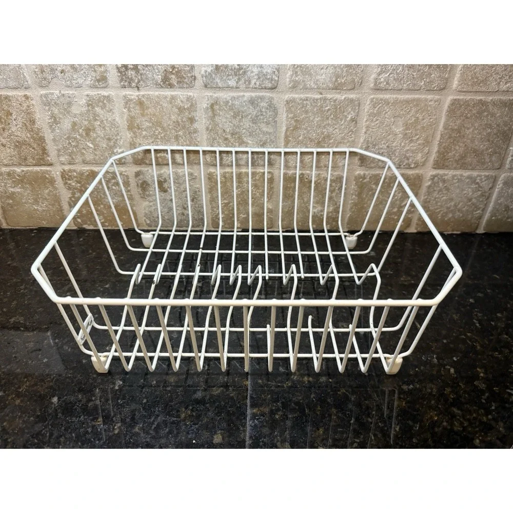 Vintage 80s Rubbermaid Coated Wire Dish Dry Rack Drainer White Sink No Utensil